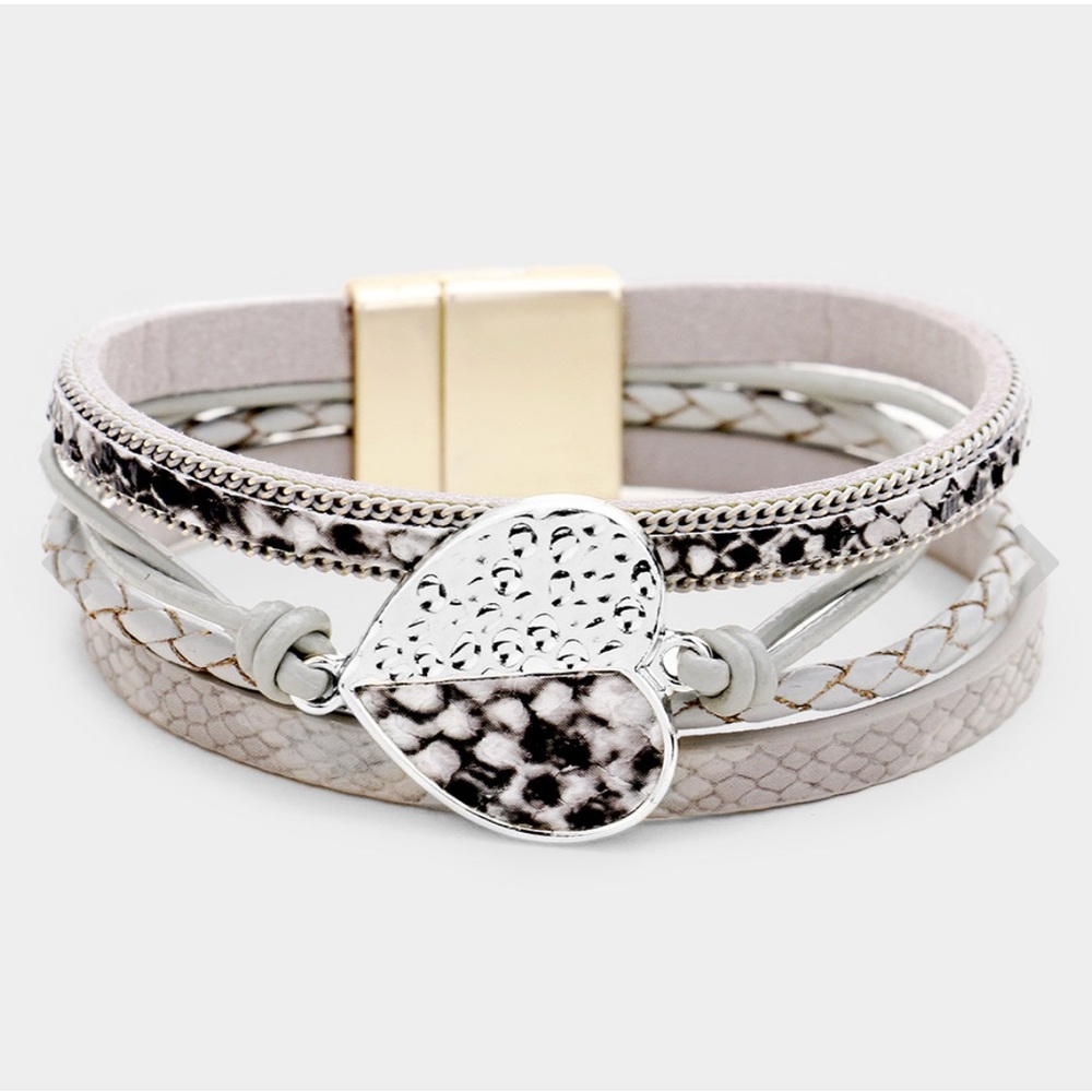 Gray Heart Charm Bracelet